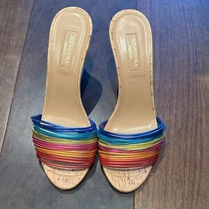Aquazzura Rainbow Strappy Wedge Sandals